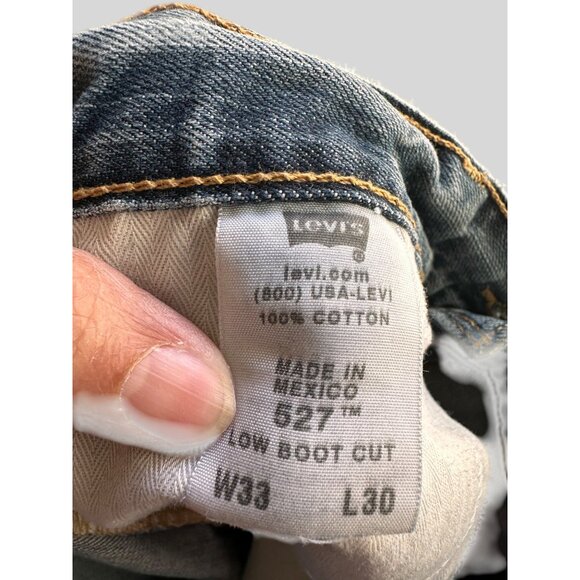 Levis 33Wx30L Distressed Low Boot Cut 527 Mens Jeans Light Wash Denim - Picture 10 of 10